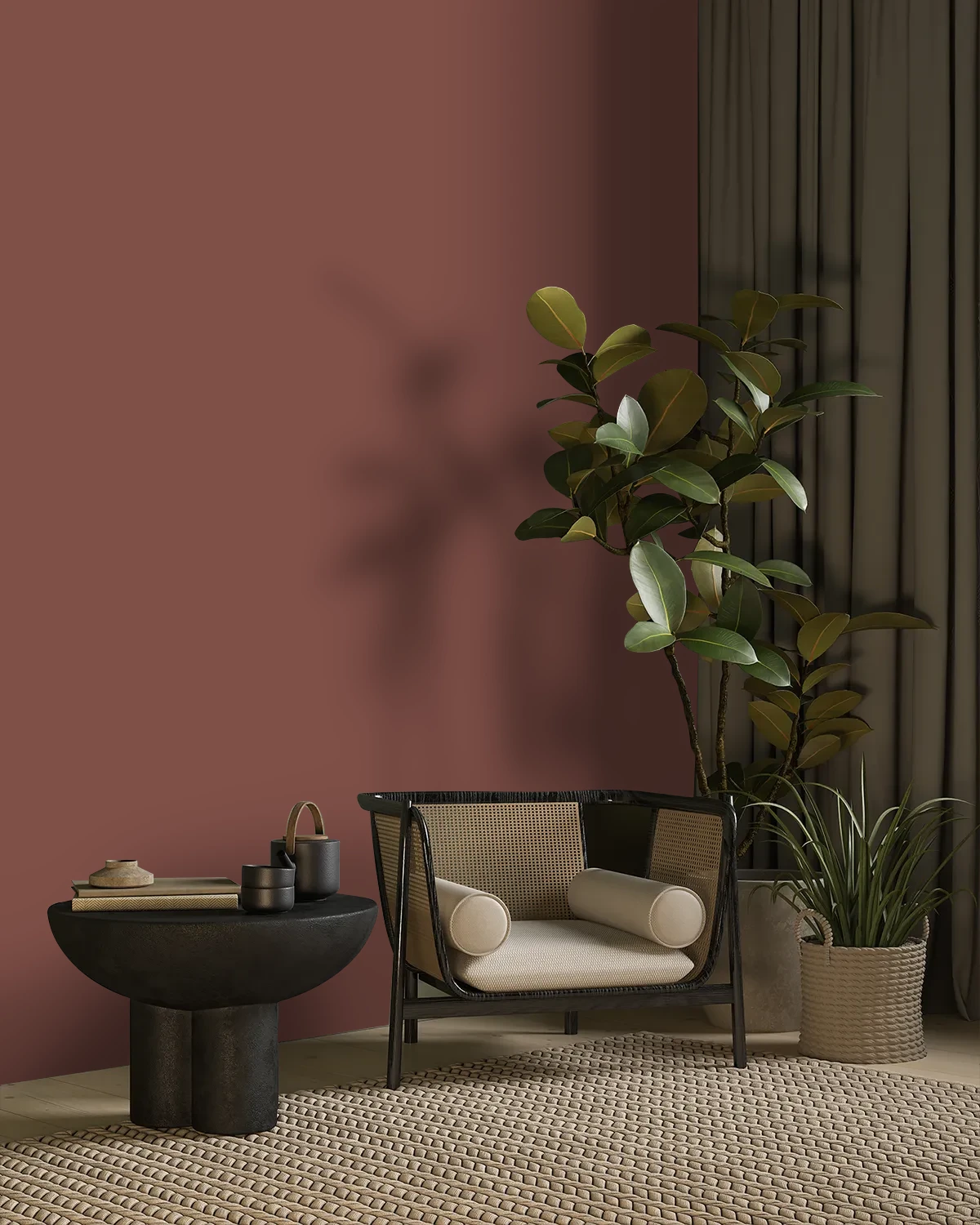 Nippon Paint's BRICK STOVE color on a beautifully decorated wall.