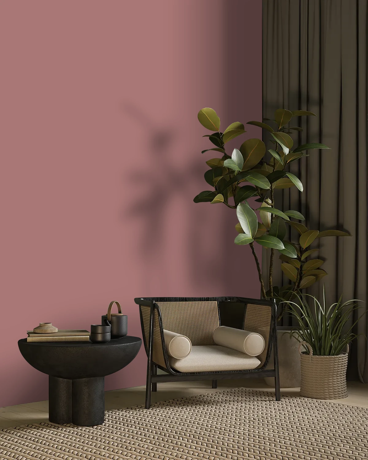 Nippon Paint's BRICKWORK color on a beautifully decorated wall.