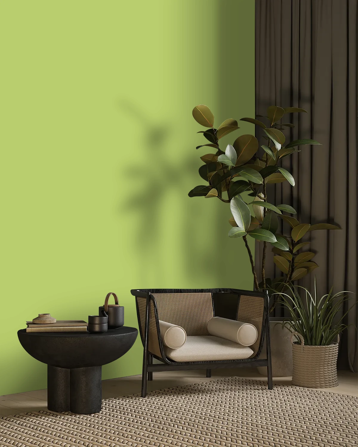 Nippon Paint's BRIGHT GROVE color on a beautifully decorated wall.
