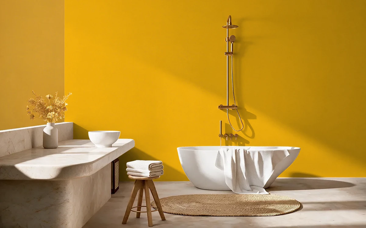 Nippon Paint's BRIGHT SMILE color on different wall surfaces.