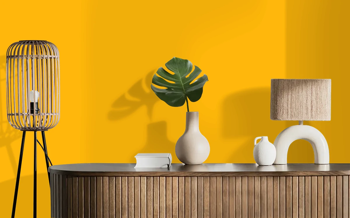 Nippon Paint's BRIGHT SMILE color on different wall surfaces.