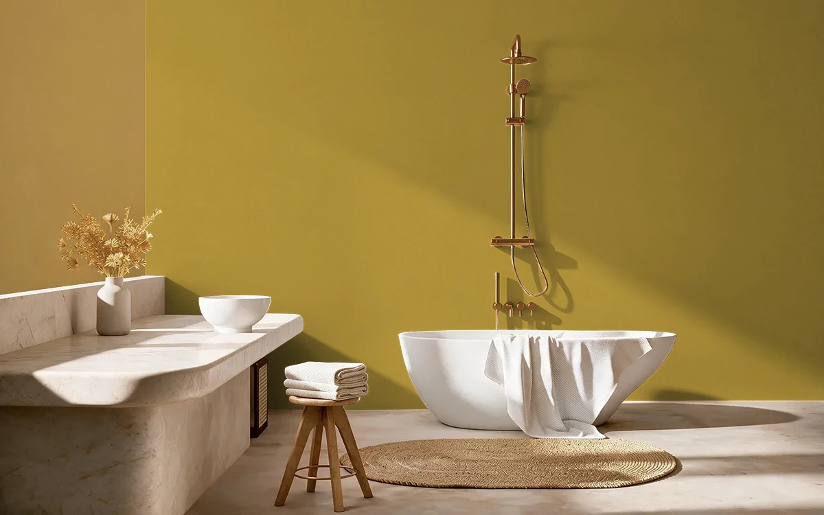 Nippon Paint's BRONZE TROPHY color on different wall surfaces.