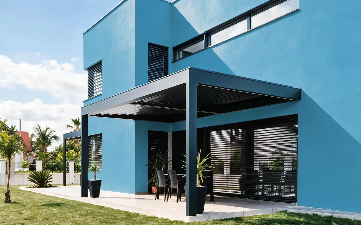 Nippon Paint's BROOKE BLUE color on different wall surfaces.
