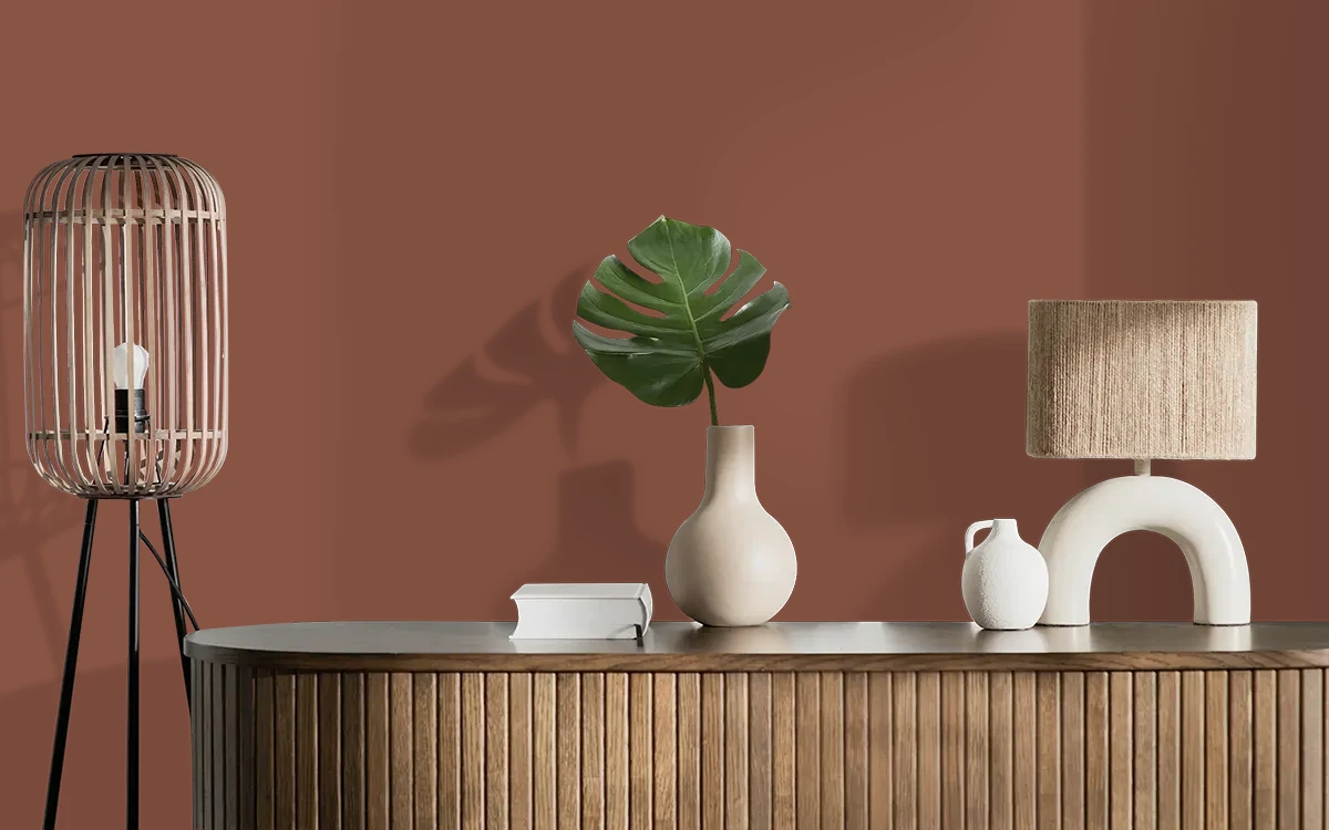 Nippon Paint's BROWN BAILEY color on different wall surfaces.