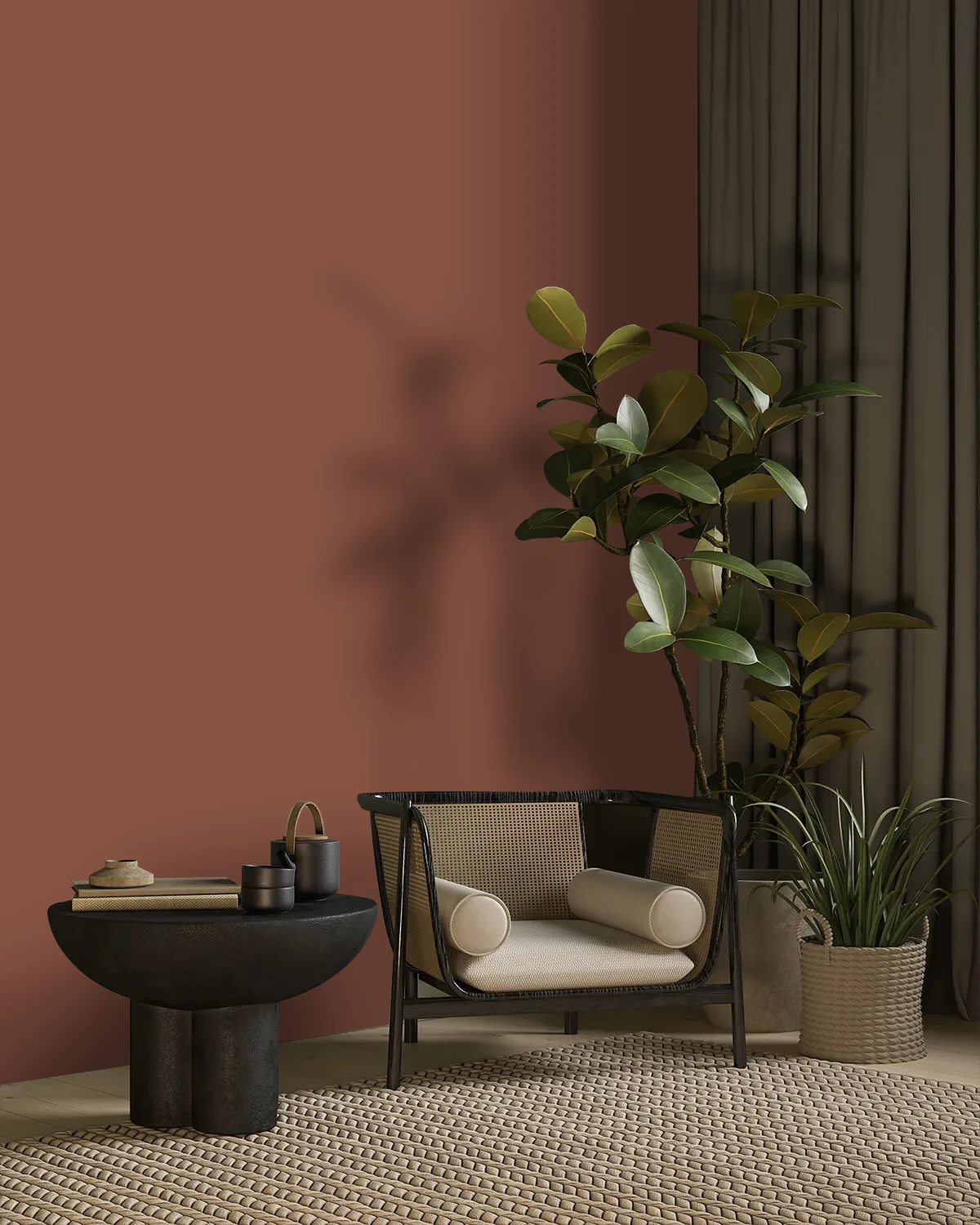 Nippon Paint's BROWN BAILEY color on a beautifully decorated wall.