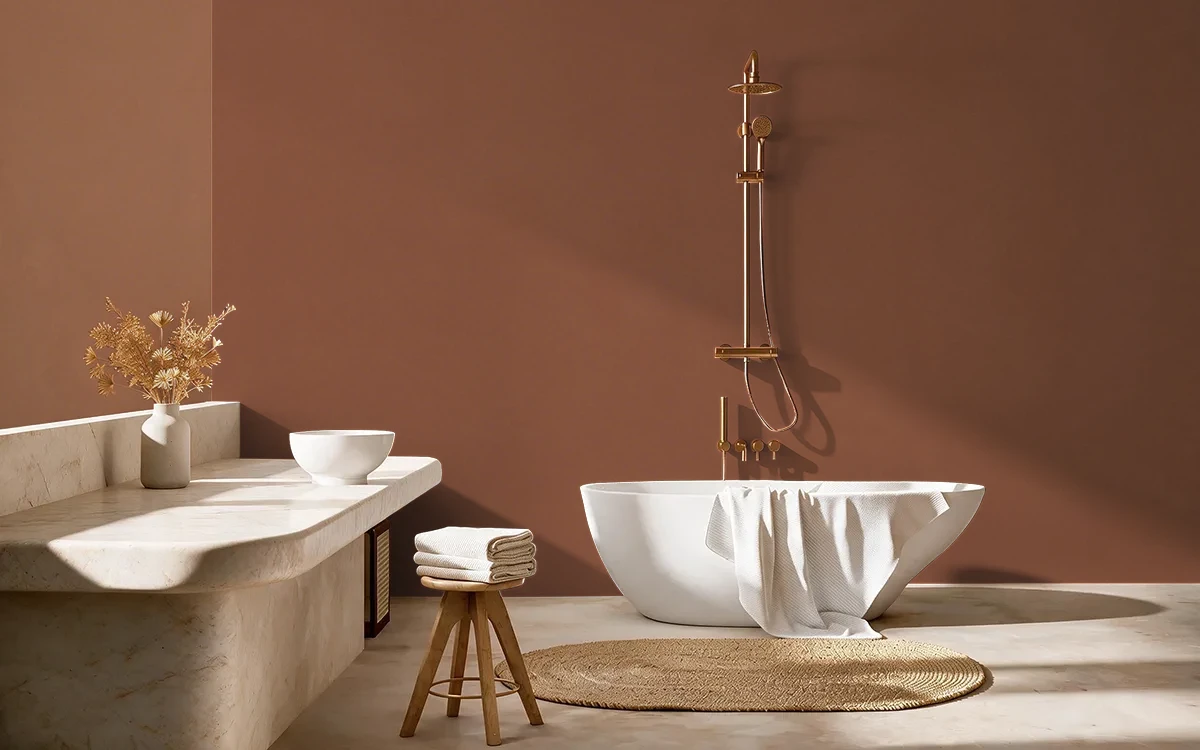 Nippon Paint's BROWN DATES color on different wall surfaces.