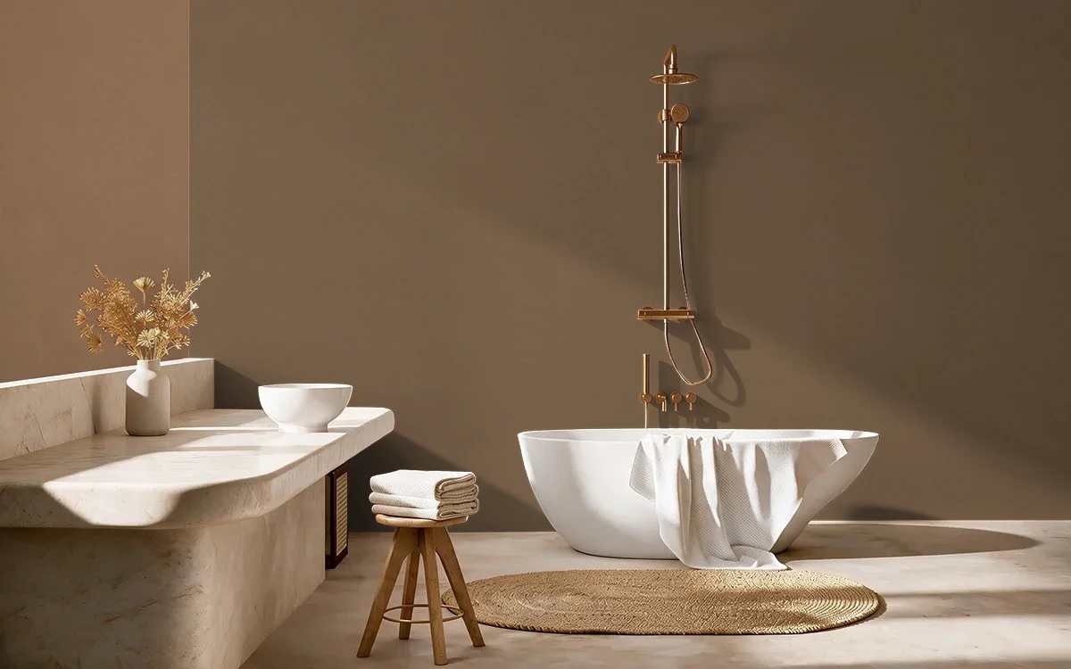 Nippon Paint's BROWN DYE color on different wall surfaces.
