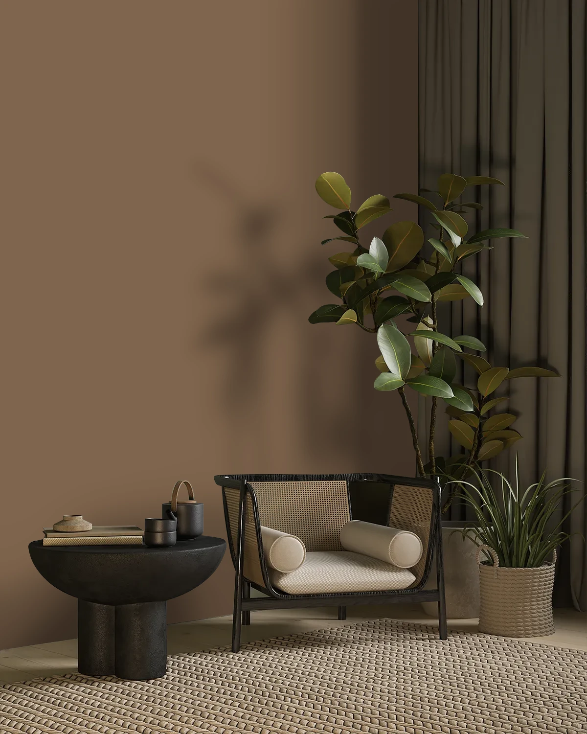 Nippon Paint's BROWN DYE color on a beautifully decorated wall.