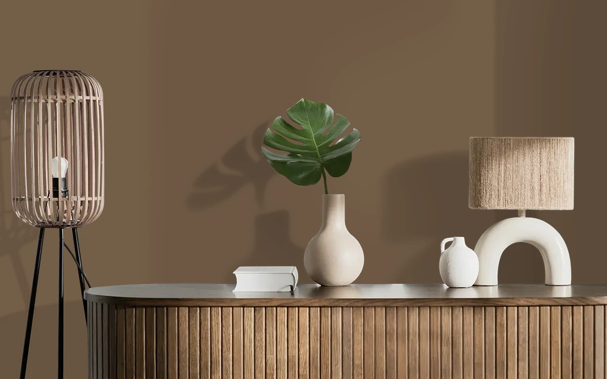 Nippon Paint's BROWN EYES color on different wall surfaces.