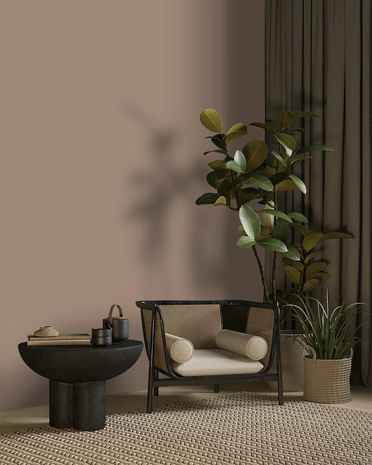 Nippon Paint's BROWN MUG color on a beautifully decorated wall.