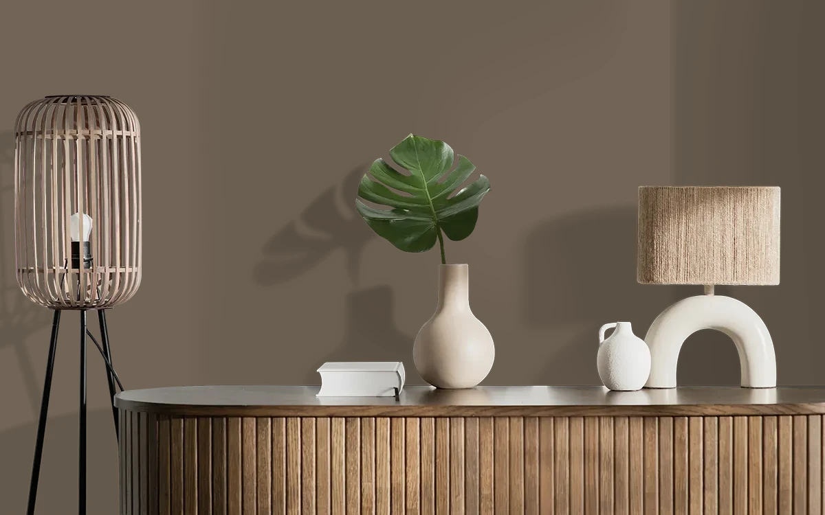 Nippon Paint's BROWN STROKES color on different wall surfaces.