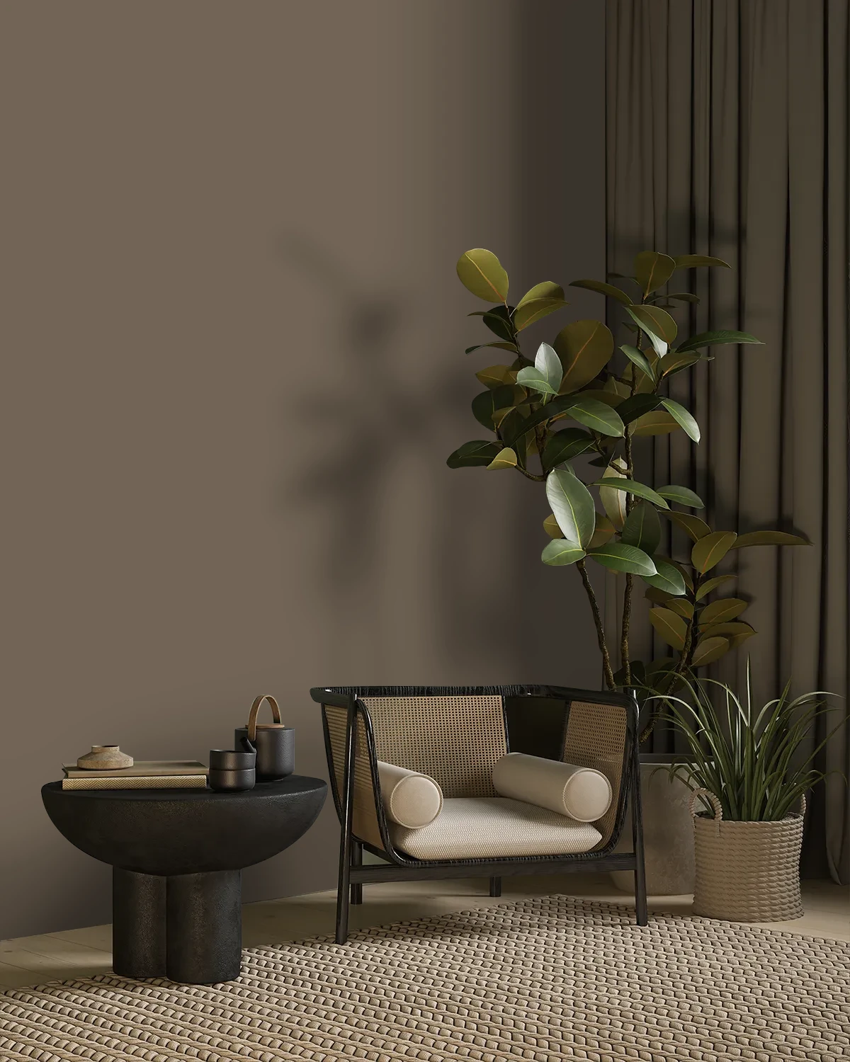 Nippon Paint's BROWN STROKES color on a beautifully decorated wall.