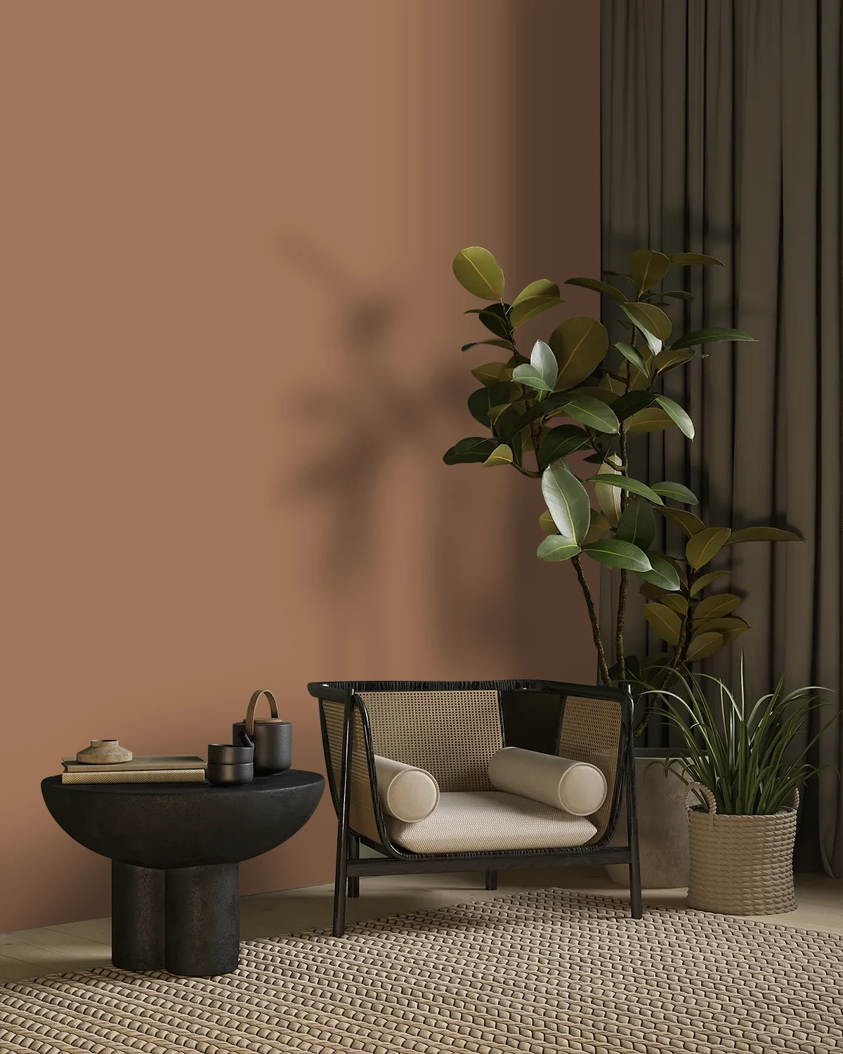 Nippon Paint's BROWN SUGAR color on a beautifully decorated wall.