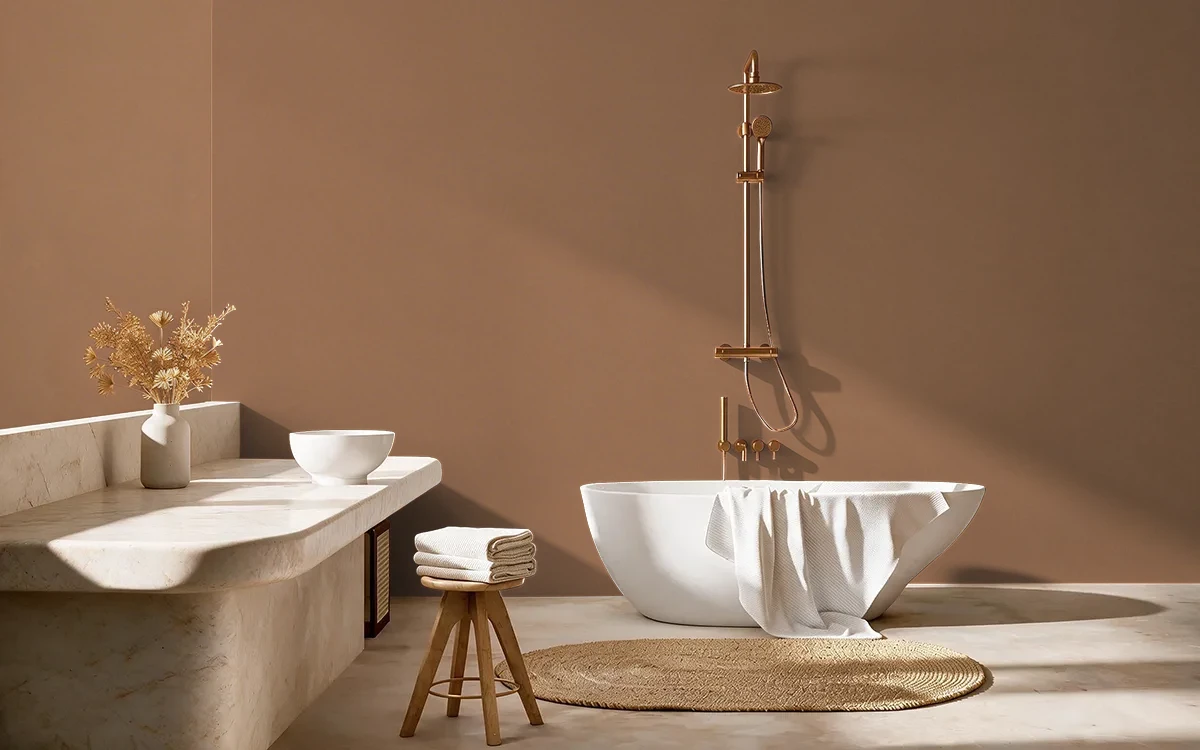 Nippon Paint's BROWN SUGAR color on different wall surfaces.