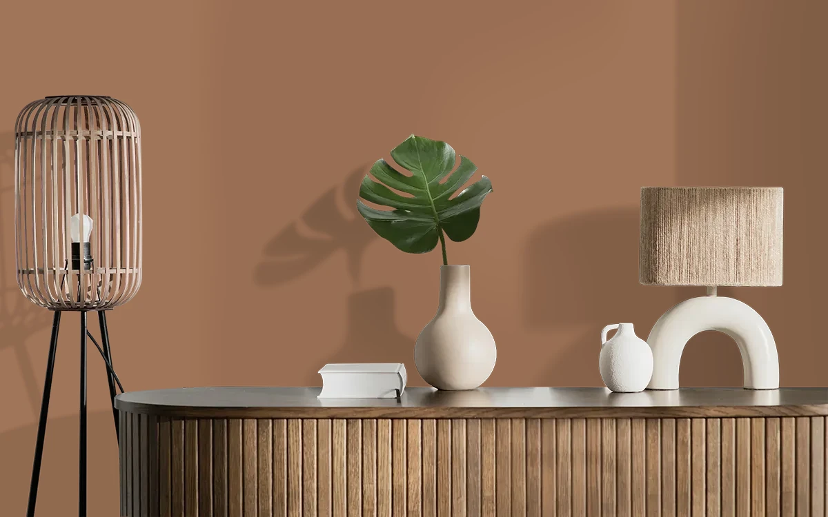 Nippon Paint's BROWN SUGAR color on different wall surfaces.
