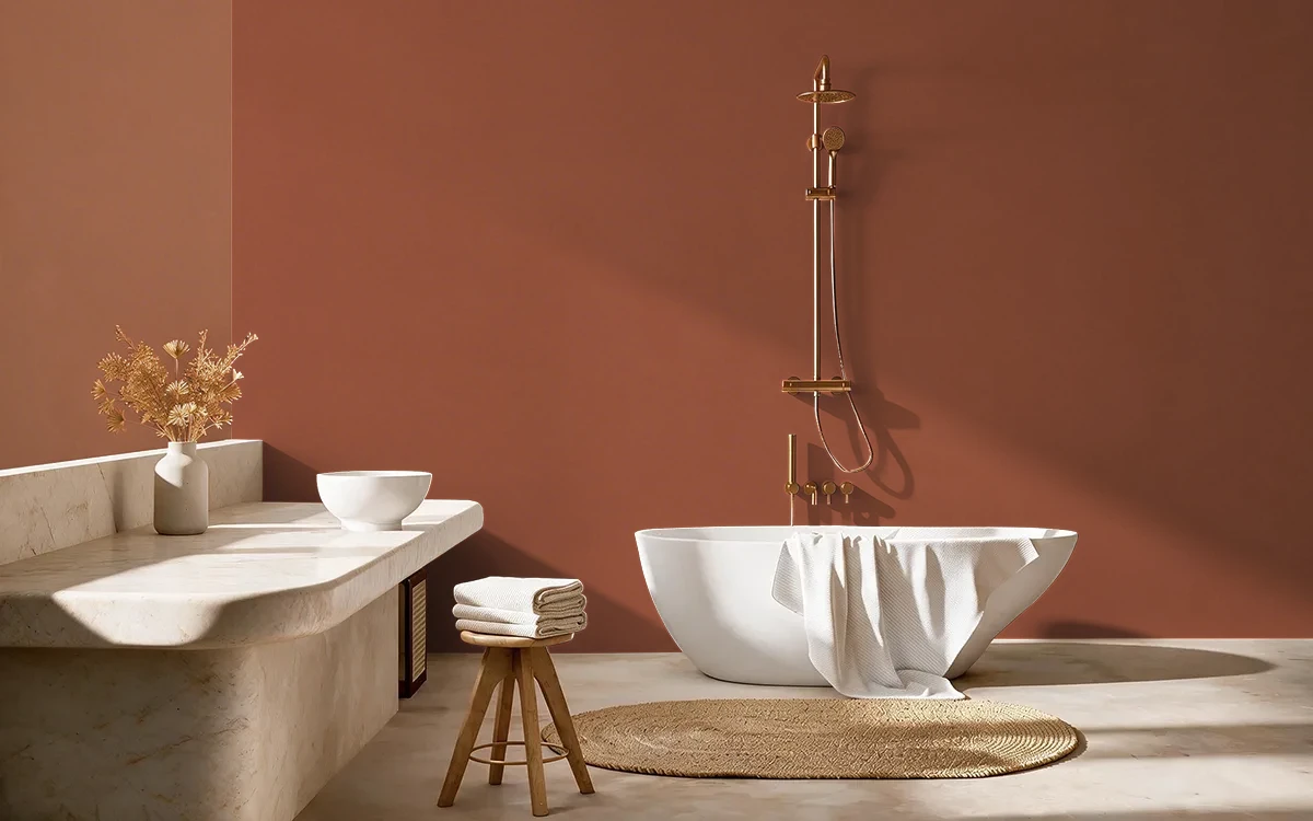 Nippon Paint's BROWN TRESSES color on different wall surfaces.