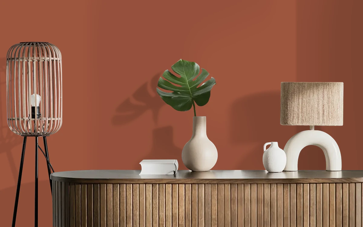 Nippon Paint's BROWN TRESSES color on different wall surfaces.