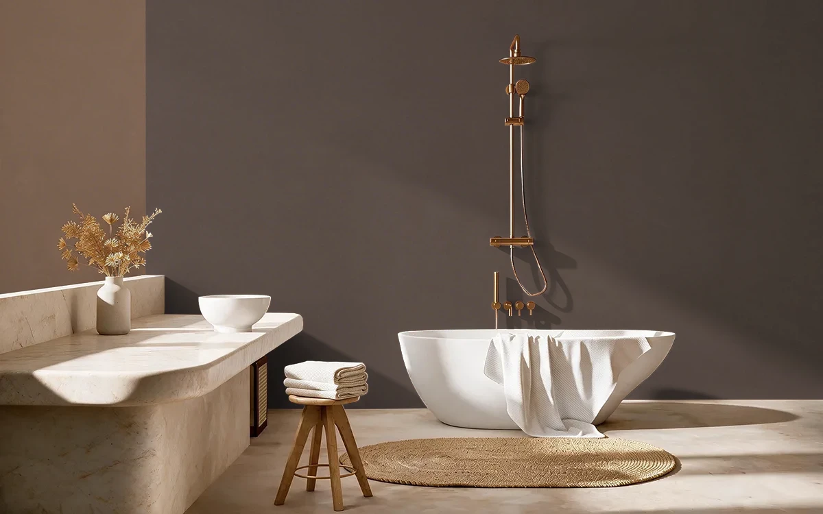 Nippon Paint's BROWNED color on different wall surfaces.