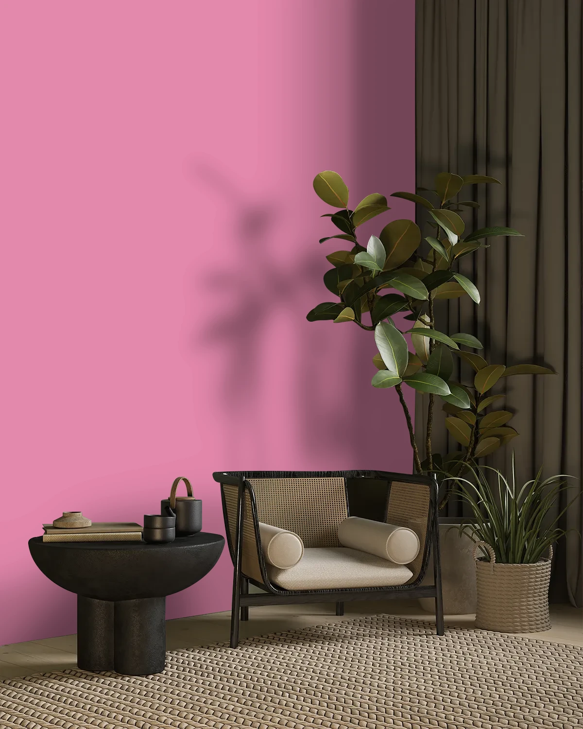 Nippon Paint's BUBBLEGUM PINK color on a beautifully decorated wall.