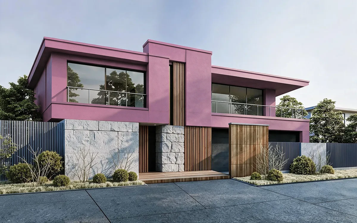 Nippon Paint's BUBBLEGUM PINK color on different wall surfaces.