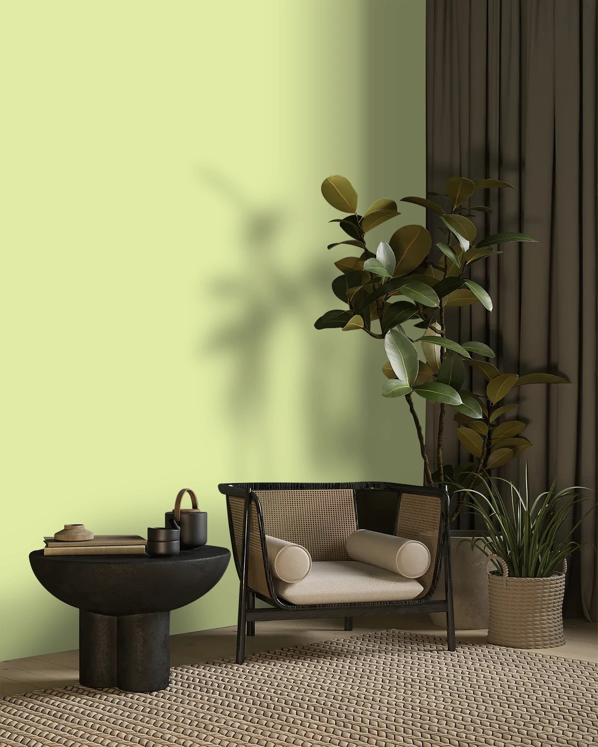Nippon Paint's BUDDING LIME color on a beautifully decorated wall.