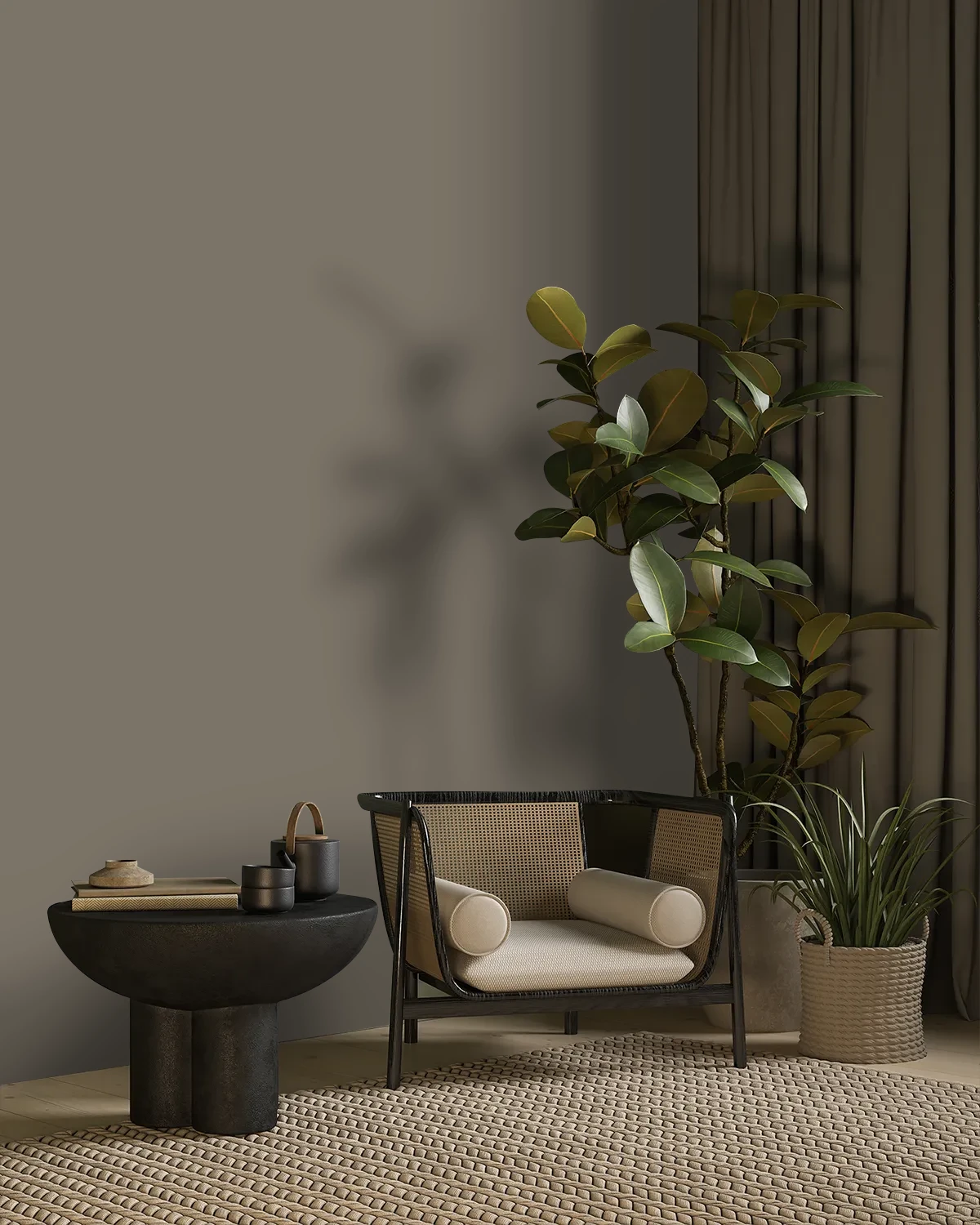 Nippon Paint's BURNISHED BRASS color on a beautifully decorated wall.