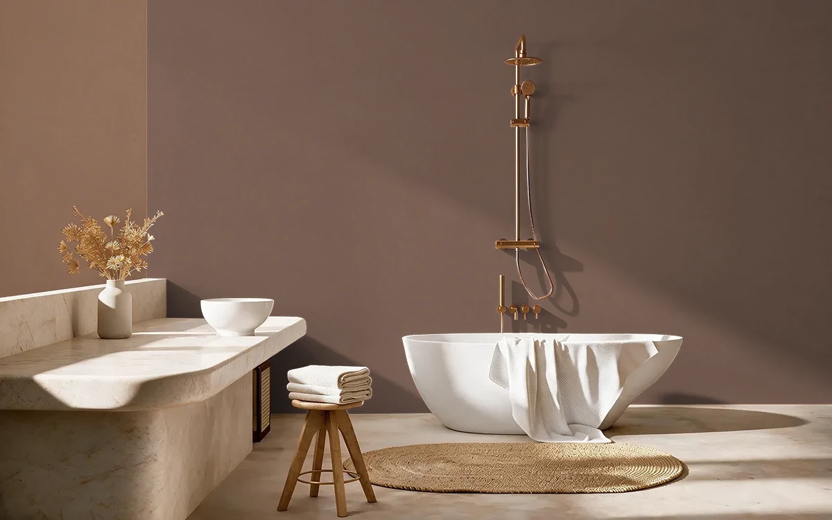 Nippon Paint's BURNT TOAST color on different wall surfaces.