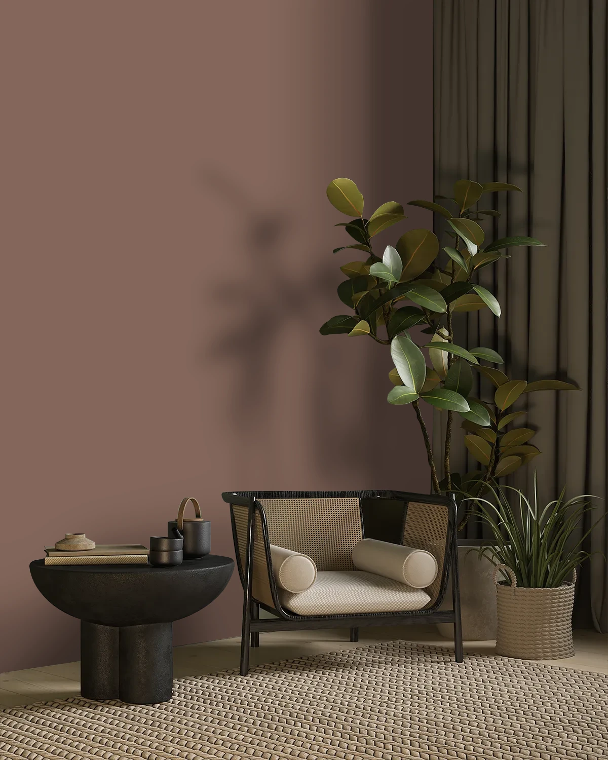 Nippon Paint's BURNT TOAST color on a beautifully decorated wall.