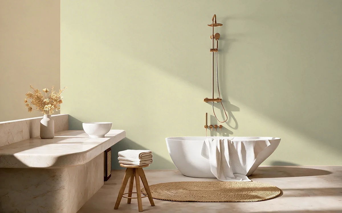 Nippon Paint's BUTTERCUP color on different wall surfaces.
