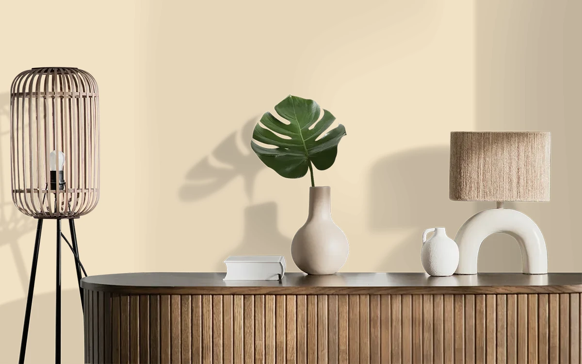 Nippon Paint's BUTTERSCOTCH BURST color on different wall surfaces.
