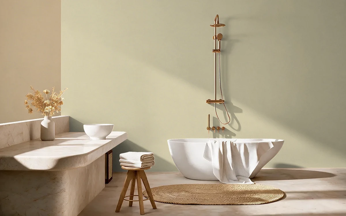 Nippon Paint's BUTTERSCOTCH HAZE color on different wall surfaces.