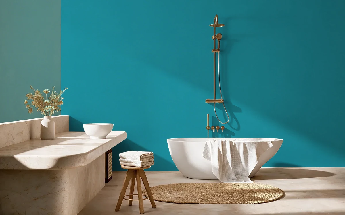 Nippon Paint's CALIFORNIA DREAMING color on different wall surfaces.