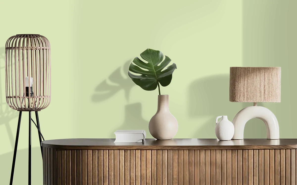 Nippon Paint's CALM SPIRIT color on different wall surfaces.