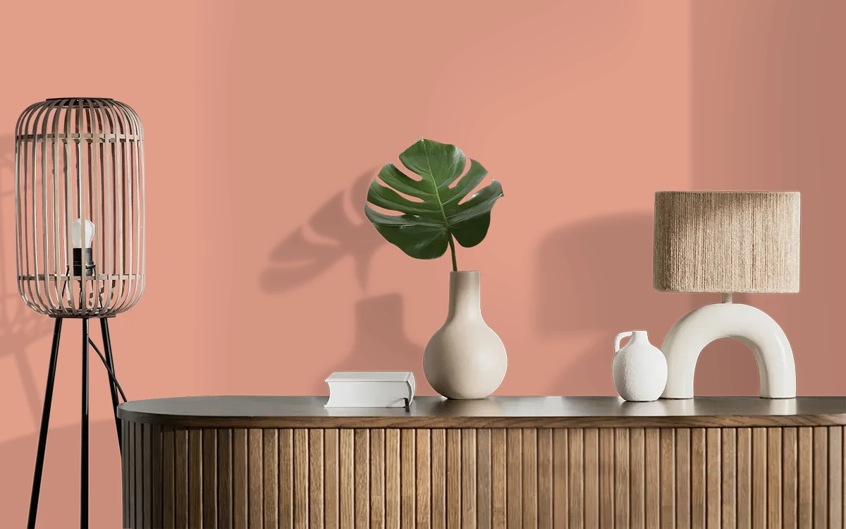 Nippon Paint's CALYPSO CLAY color on different wall surfaces.