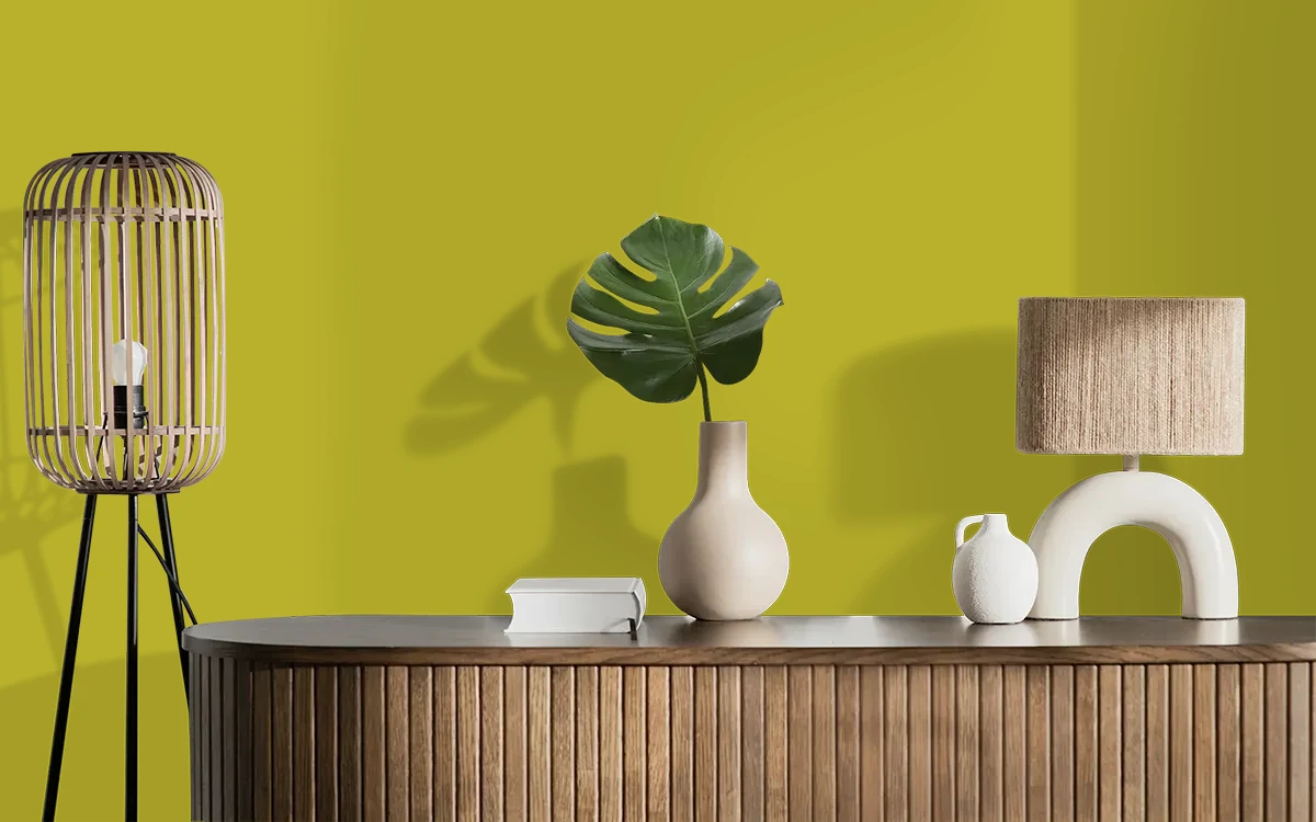 Nippon Paint's CAMPUS GREEN color on different wall surfaces.