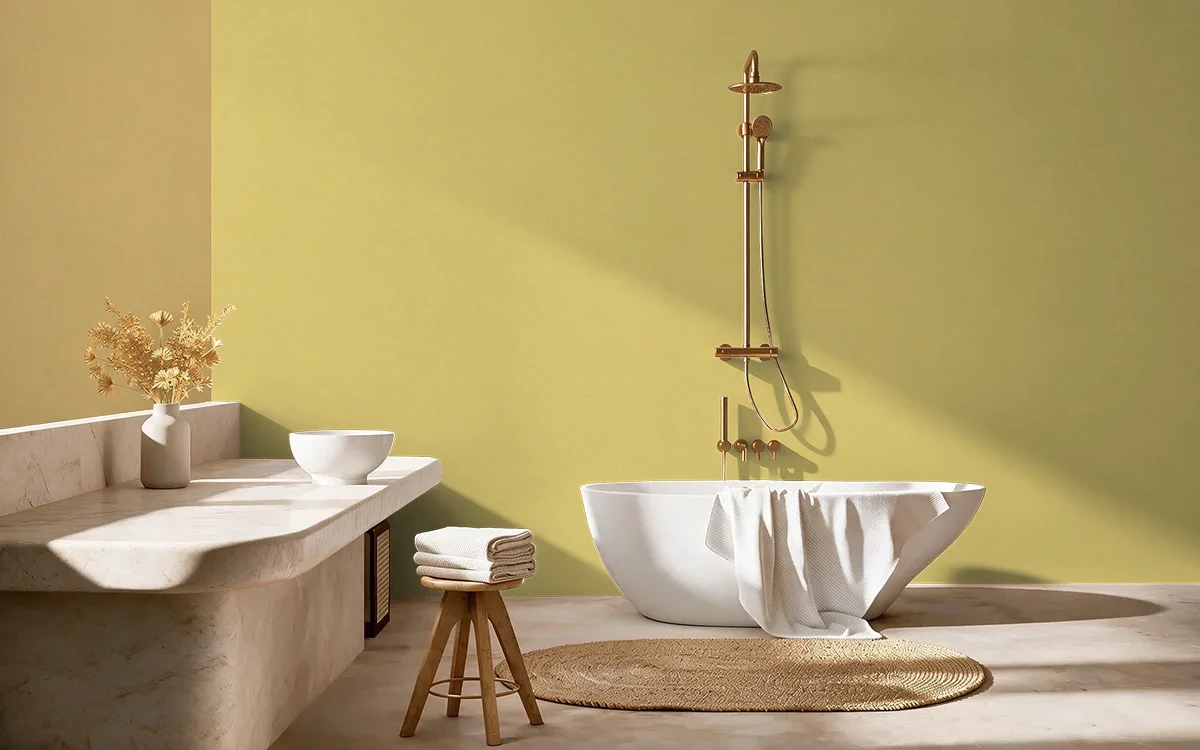Nippon Paint's CANARY HUES color on different wall surfaces.