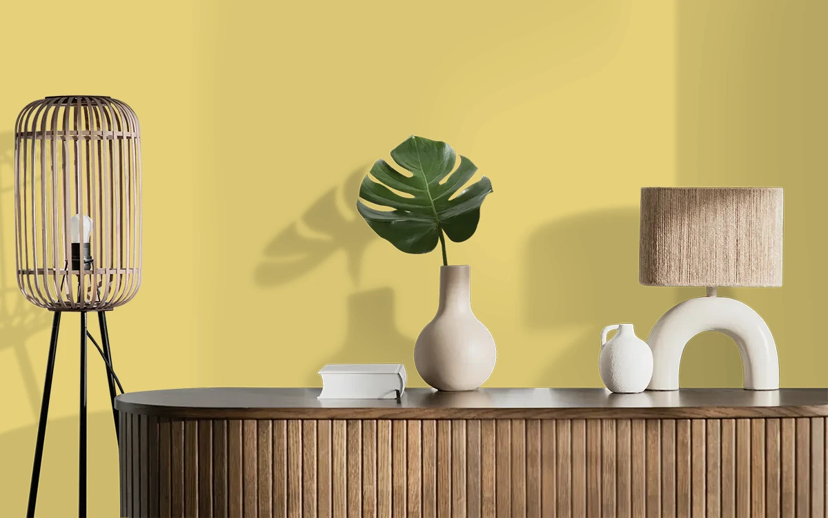 Nippon Paint's CANARY HUES color on different wall surfaces.