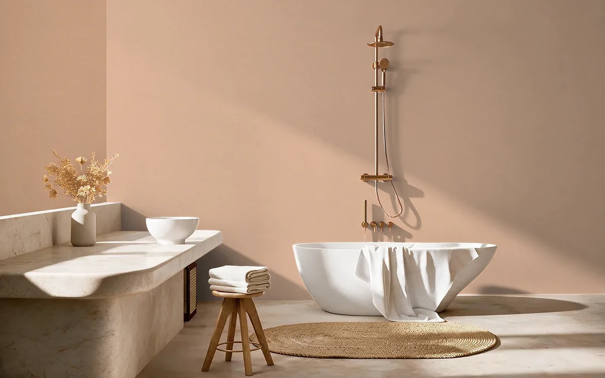 Nippon Paint's CANTALOUPE SWIRL color on different wall surfaces.