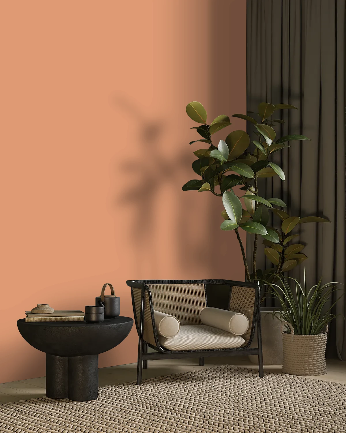 Nippon Paint's CARAMEL CHARM color on a beautifully decorated wall.