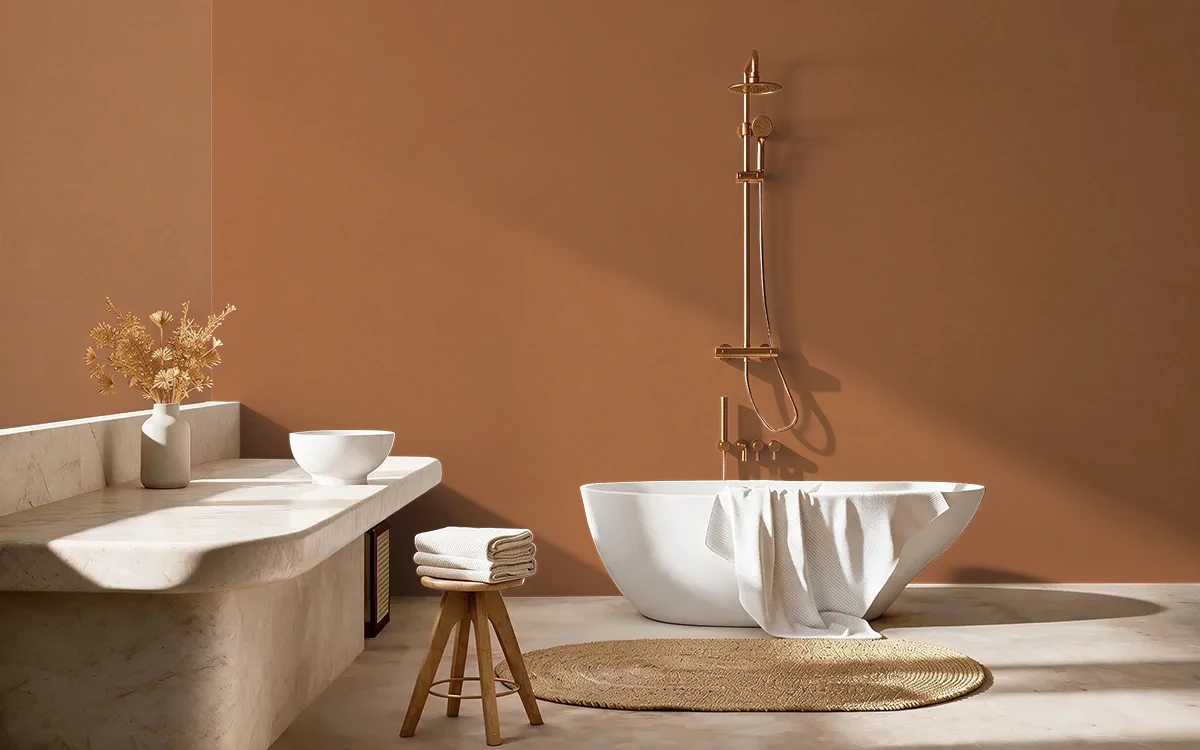 Nippon Paint's CARAMEL TWIRL color on different wall surfaces.