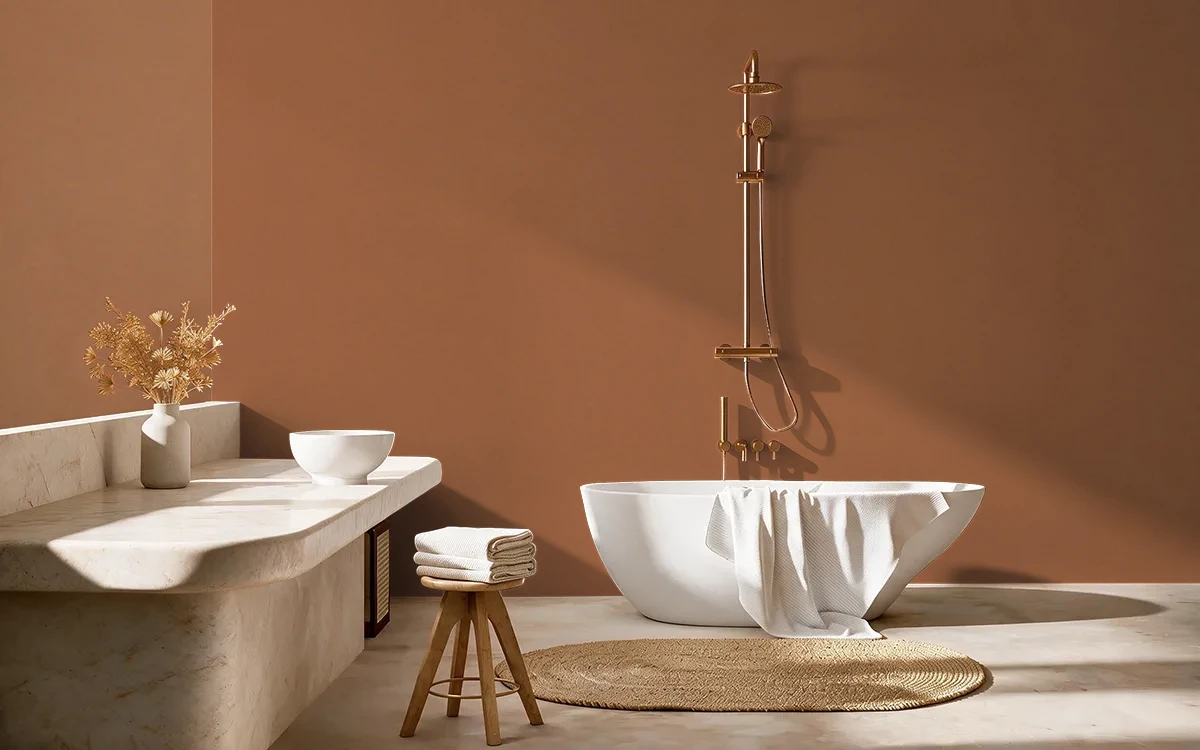 Nippon Paint's CARAMELISED DIP color on different wall surfaces.