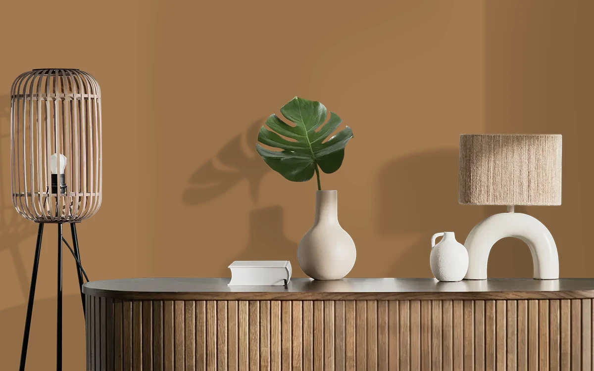 Nippon Paint's CASTLE ROOK color on different wall surfaces.