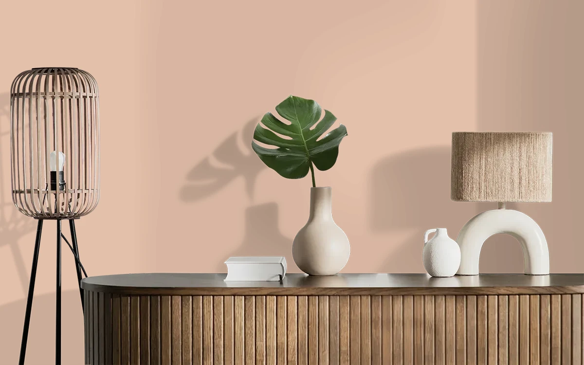 Nippon Paint's CEDAR SCENT color on different wall surfaces.