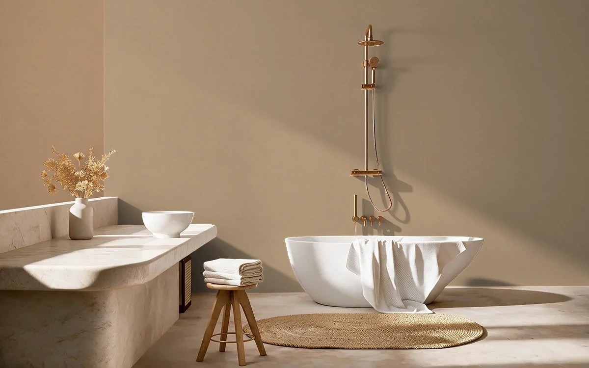 Nippon Paint's CEDARWOOD color on different wall surfaces.