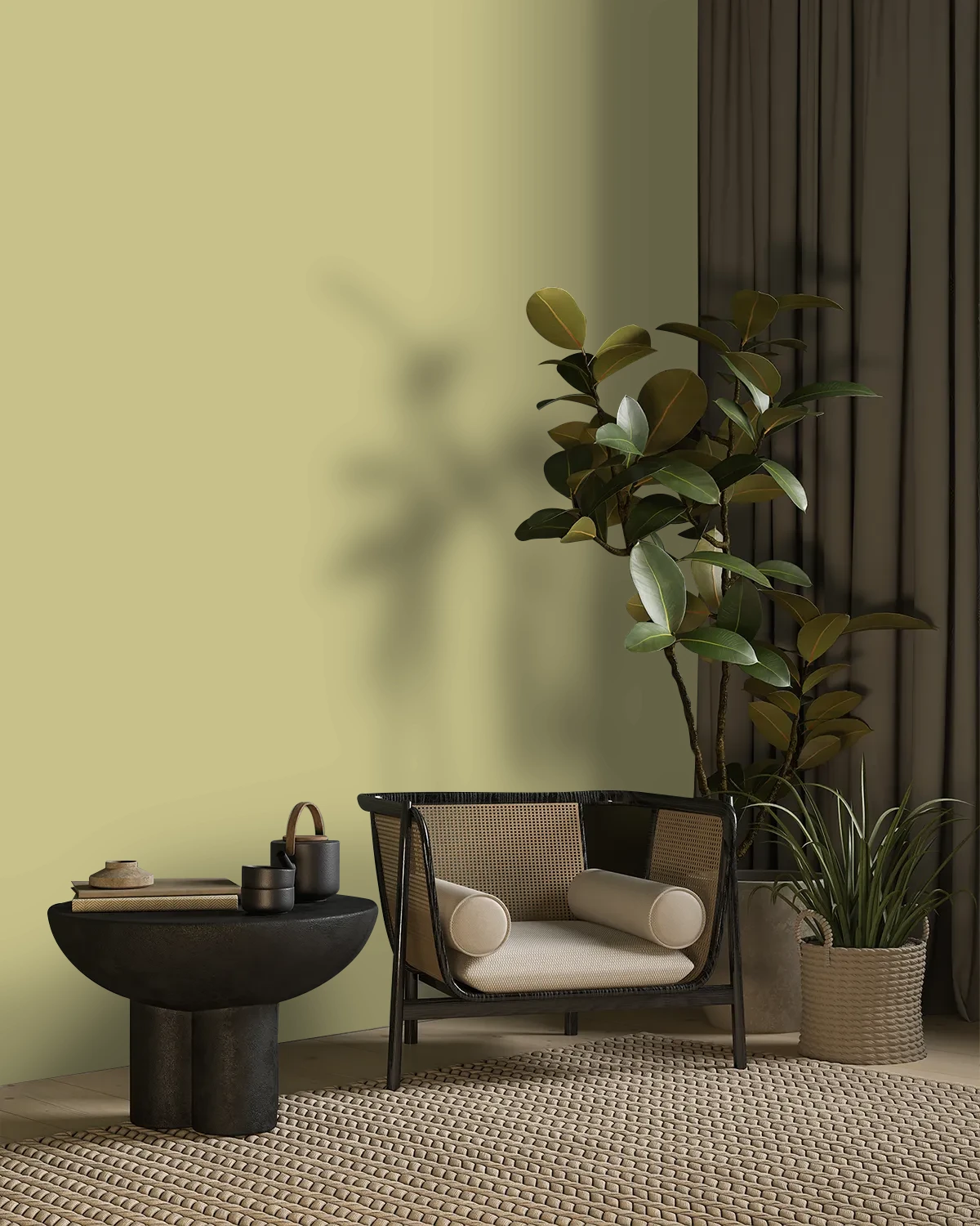 Nippon Paint's CELERY SEED color on a beautifully decorated wall.