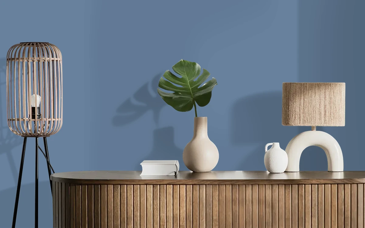 Nippon Paint's CERULEAN SPARKLE color on different wall surfaces.