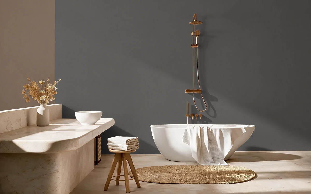 Nippon Paint's CHARCOAL color on different wall surfaces.