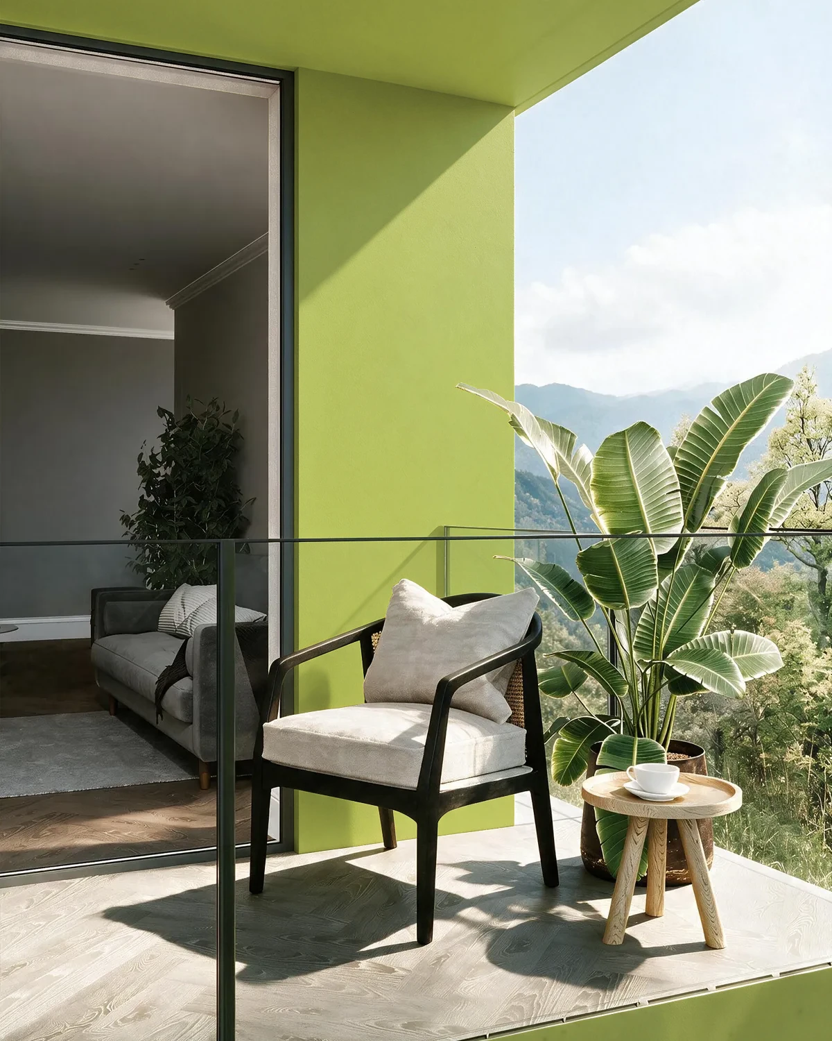 Nippon Paint's CHARTREUSE color on a beautifully decorated wall.