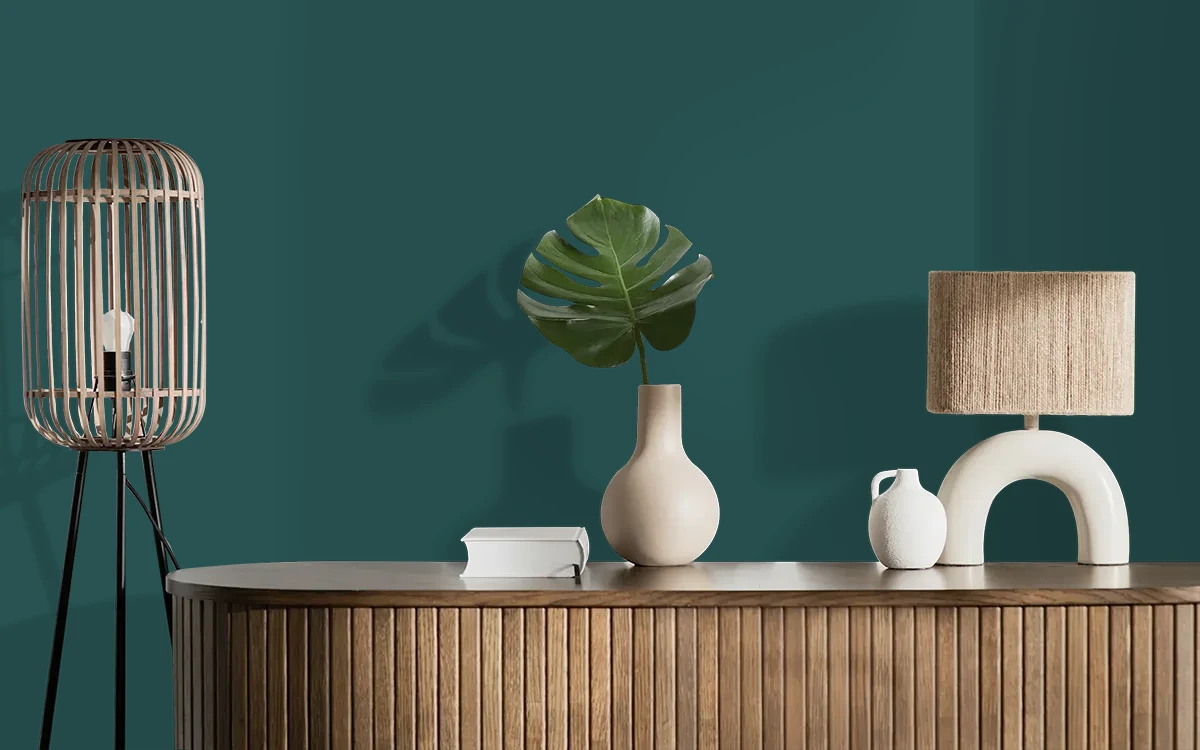 Nippon Paint's CHARTREUSE BURST color on different wall surfaces.