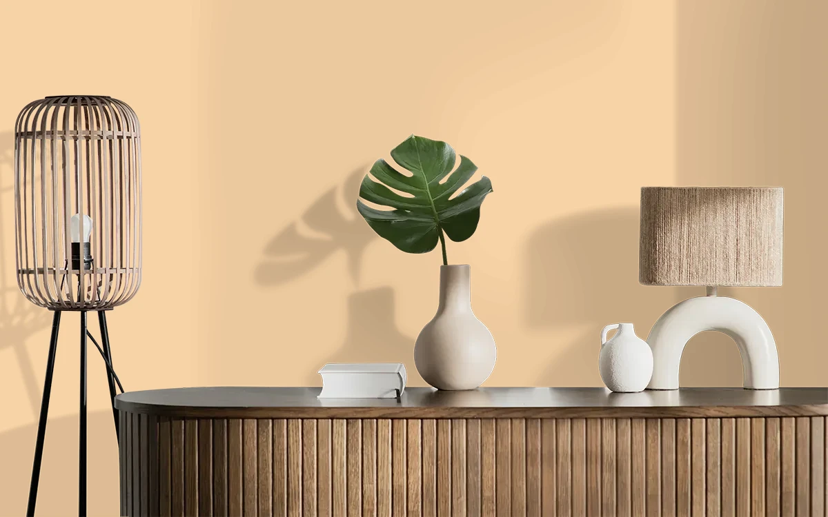 Nippon Paint's CHEERFUL SMILE color on different wall surfaces.